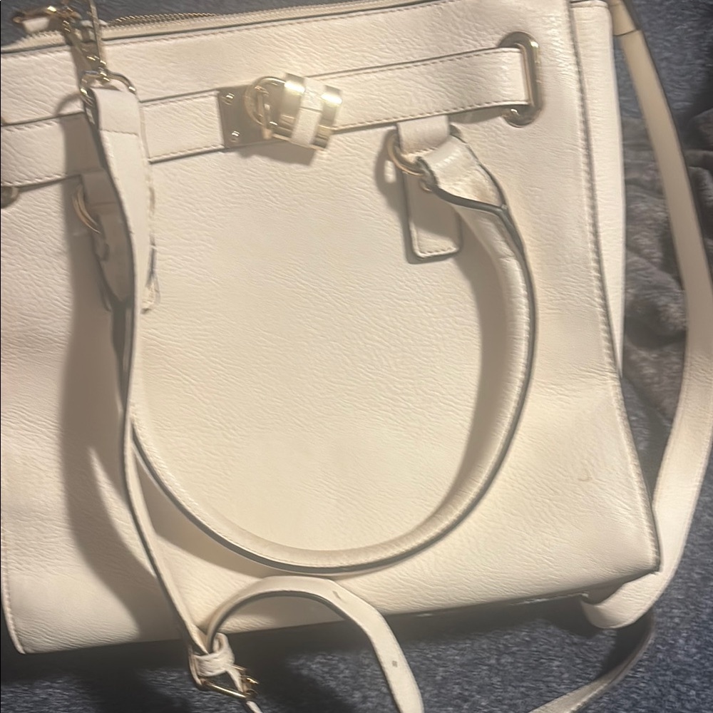 Elegant White Leather Tote Bag
